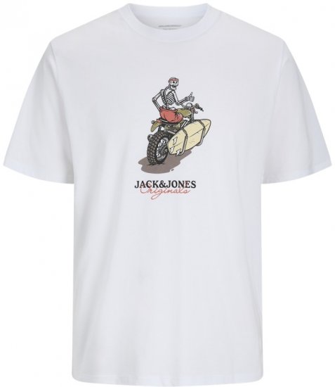 Jack & Jones Skull Coast Crew Neck T-Shirt Bright White - Magliette - Magliette Uomo Taglie Forti