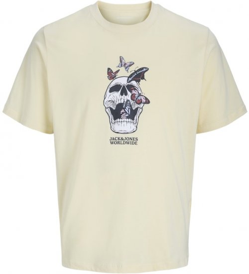Jack & Jones Skull Coast Crew Neck T-Shirt Light Yellow - Magliette - Magliette Uomo Taglie Forti