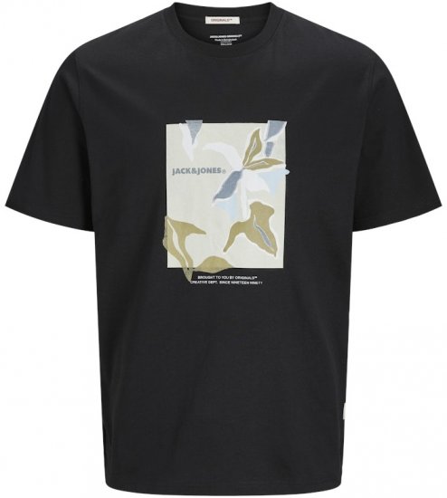 Jack & Jones Almeria Front Print Crew Neck T-Shirt Black - Magliette - Magliette Uomo Taglie Forti