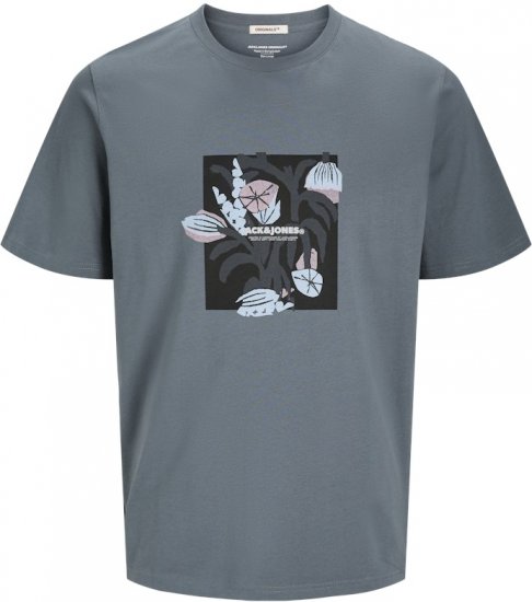 Jack & Jones Almeria Front Print Crew Neck T-Shirt Grey - Magliette - Magliette Uomo Taglie Forti