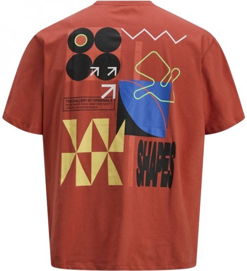 Jack & Jones Fold Crew Neck T-Shirt Red - Magliette - Magliette Uomo Taglie Forti