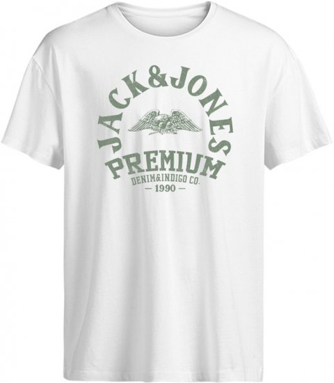 Jack & Jones Blurobar Crew Neck T-Shirt White - Magliette - Magliette Uomo Taglie Forti