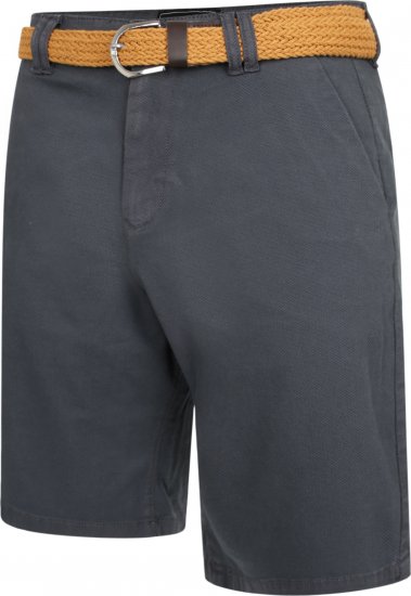 Kam Jeans 3402 Belted Dobby Weave Stretch Chino Shorts Charcoal - Shorts - Pantaloncini Uomo Taglie Forti