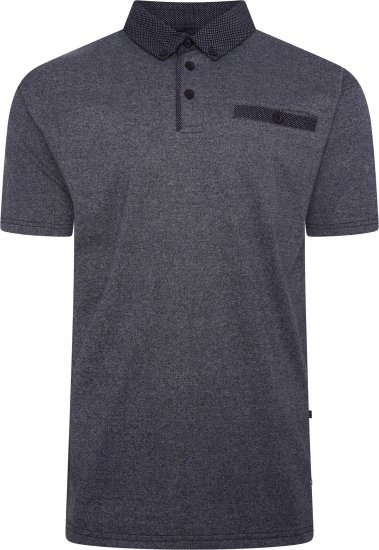 Kam Jeans 5501 Marl Polo with Contrast Dobby Woven Collar Indigo - Polo - Polo Uomo Taglie Forti