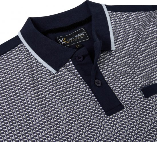 Kam Jeans 5518 Smart Mini Geo-Print Polo Navy - Polo - Polo Uomo Taglie Forti
