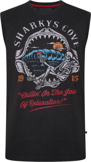 Kam Jeans 5762 Sharkeys Cove Vest Sleeveless T-Shirt Pirate Black - Magliette - Magliette Uomo Taglie Forti