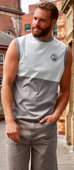 Kam Jeans 5764 Palm Springs Vest Sleeveless T-Shirt Griffin Grey - Magliette - Magliette Uomo Taglie Forti