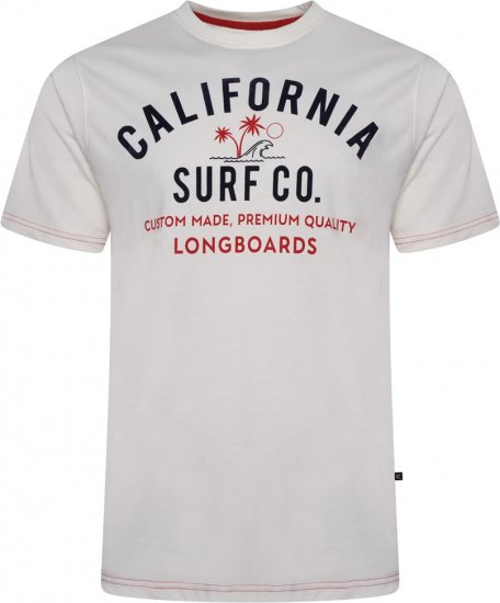 Kam Jeans 5766 California Surf Co T-Shirt Vintage White - Magliette - Magliette Uomo Taglie Forti