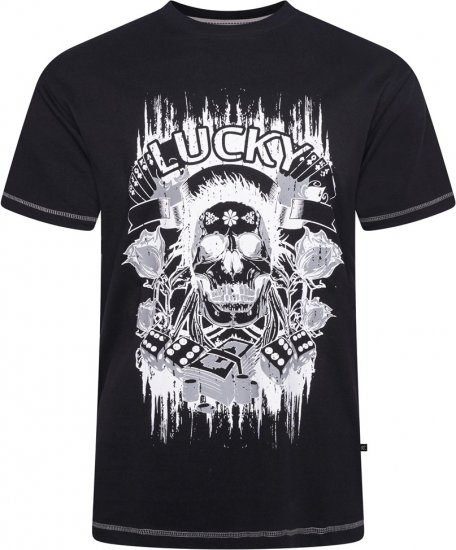 Kam Jeans 5770 Lucky Skull T-Shirt Black - Magliette - Magliette Uomo Taglie Forti