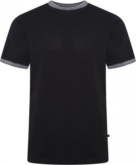 Kam Jeans 5779 Textured Body With Contrast Neck And Cuffs T-Shirt Black - Magliette - Magliette Uomo Taglie Forti