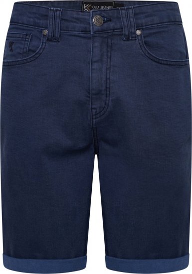 Kam Jeans Onana Embossed Wash Denim Shorts Smokey Blue - Shorts - Pantaloncini Uomo Taglie Forti