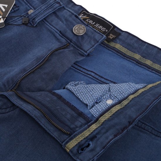 Kam Jeans Onana Embossed Wash Denim Shorts Smokey Blue - Shorts - Pantaloncini Uomo Taglie Forti