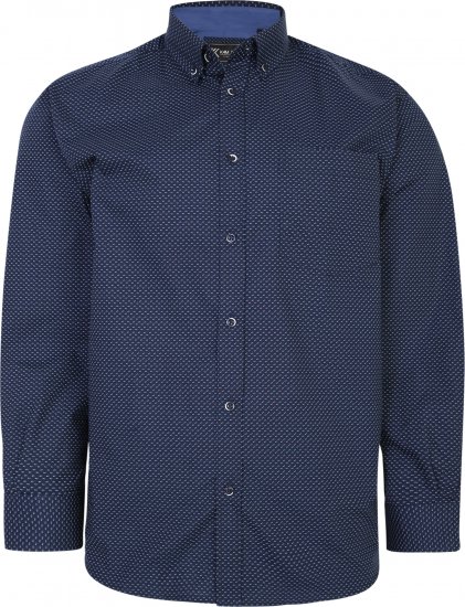 Kam Jeans P018 Premium Dobby Print Long Sleeve Shirt Navy - Camicie - Camicie Taglie Forti Uomo