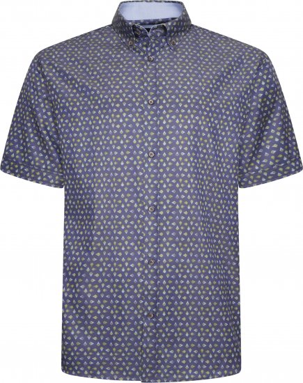 Kam Jeans P033 Premium Floral Print Short Sleeve Shirt Navy - Camicie - Camicie Taglie Forti Uomo