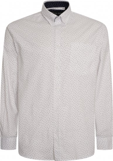 Kam Jeans P037 Dobby Print Stretch Long Sleeve Shirt White - Camicie - Camicie Taglie Forti Uomo