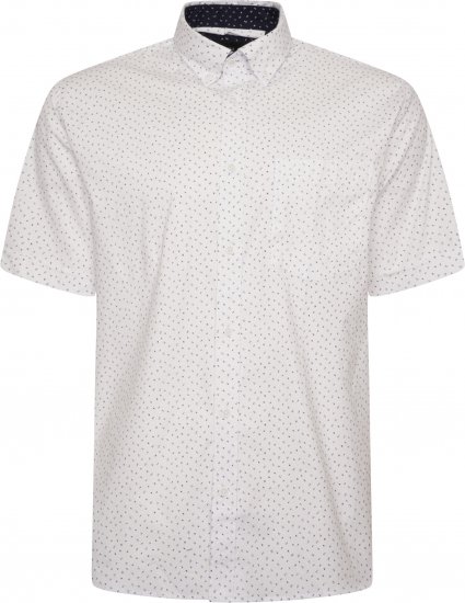 Kam Jeans P037 Dobby Print Stretch Short Sleeve Shirt White - Camicie - Camicie Taglie Forti Uomo