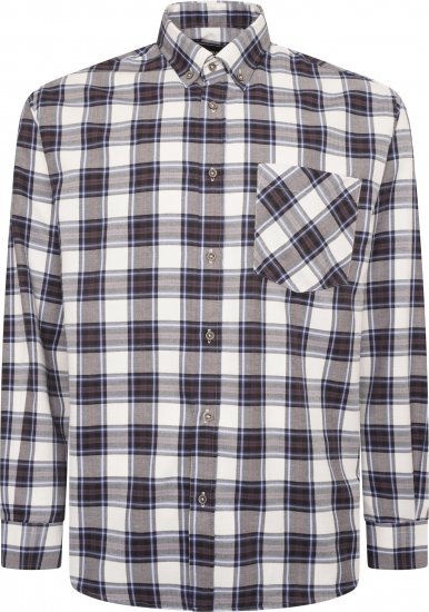 Kam Jeans P039 Premium Cotton Check Long Sleeve Shirt Navy - Camicie - Camicie Taglie Forti Uomo