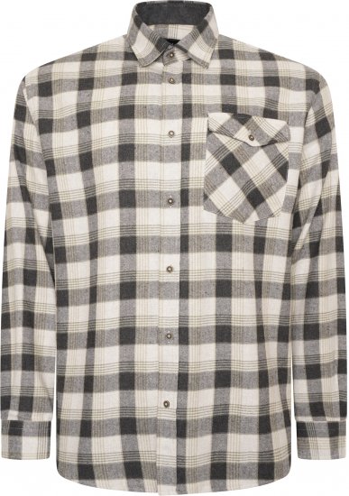 Kam Jeans P040 Premium Flannel Retro Check Shirt Charcoal - Camicie - Camicie Taglie Forti Uomo