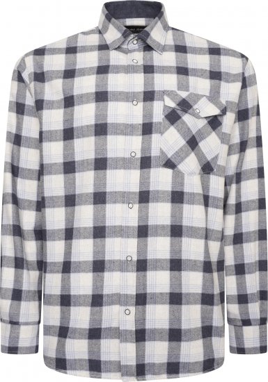 Kam Jeans P040 Premium Flannel Retro Check Shirt Indigo - Camicie - Camicie Taglie Forti Uomo