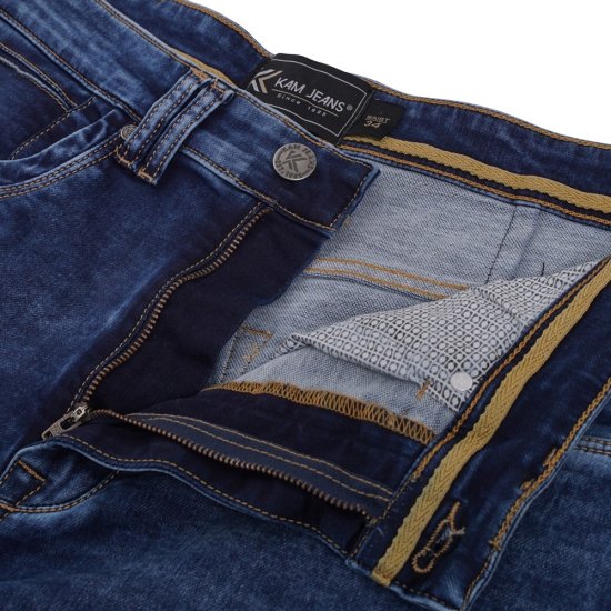 Kam Jeans Pepe Knitted Denim Shorts Random Mid Wash Blue - Shorts - Pantaloncini Uomo Taglie Forti