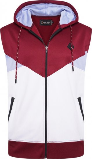 Kam Jeans TS006 Retro Pannelled Tracky Set (Shorts/Sleeveless Hoodie) Red - Tute da ginnastica - 