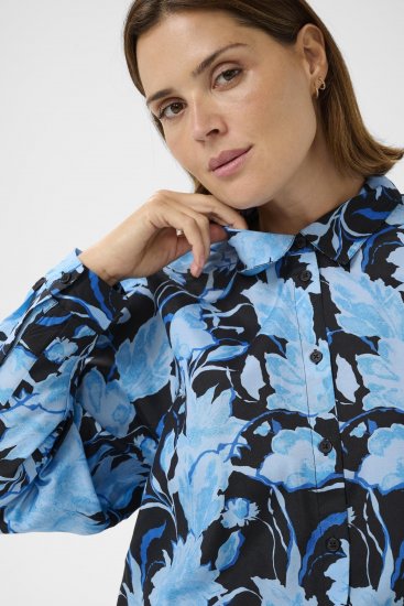 Kaffe Curve Sasja Camicia a maniche lunghe Blue Snake Flower - Camicie e tuniche - 