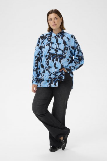 Kaffe Curve Sasja Camicia a maniche lunghe Blue Snake Flower - Camicie e tuniche - 