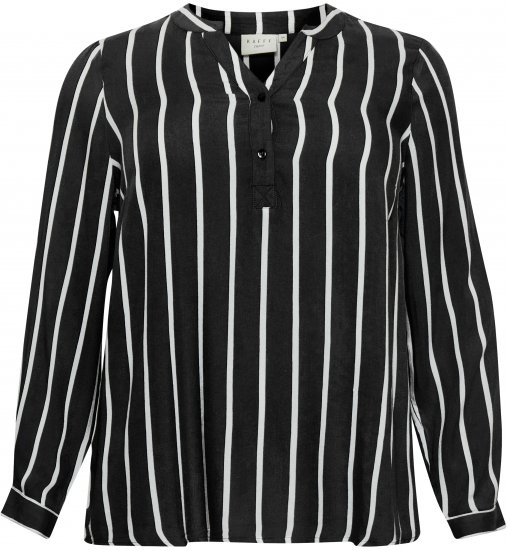 Kaffe Curve Sida Blusa Nero/Gesso A Righe - Camicie e tuniche - 