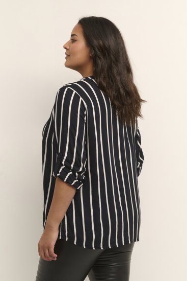 Kaffe Curve Sida Blusa Nero/Gesso A Righe - Camicie e tuniche - 
