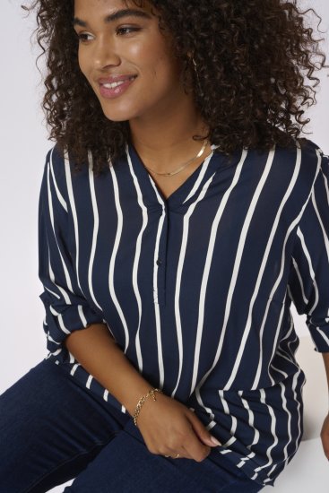 Kaffe Curve Sida Blusa Midnight/Gesso A Righe - Camicie e tuniche - 