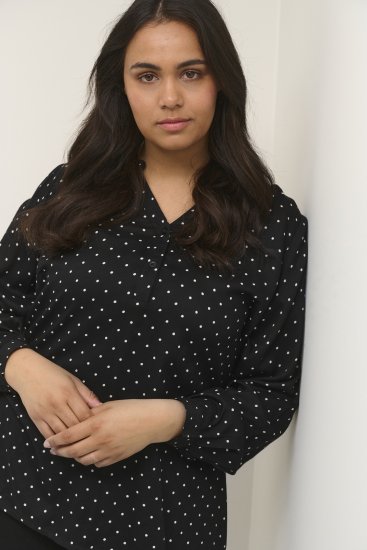 Kaffe Curve Joy Blusa Nero/Bianco A Pois - Camicie e tuniche - 