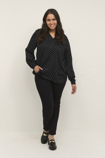 Kaffe Curve Joy Blusa Nero/Bianco A Pois - Camicie e tuniche - 
