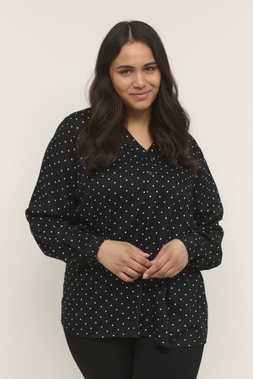 Kaffe Curve Joy Blusa Nero/Bianco A Pois - Camicie e tuniche - 