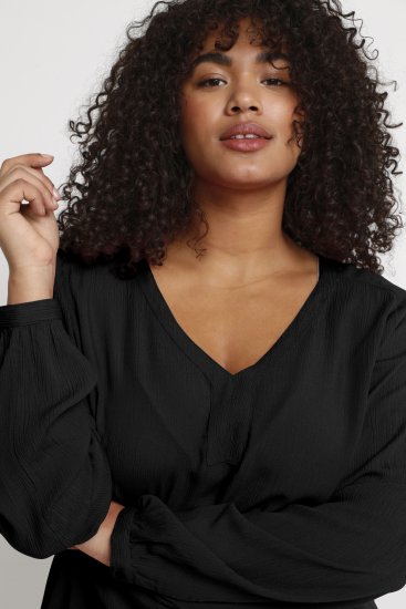 Kaffe Curve Ami Manica lunga Blusa Nero profondo - T-shirt - 