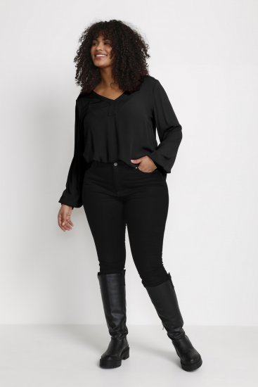 Kaffe Curve Ami Manica lunga Blusa Nero profondo - T-shirt - 