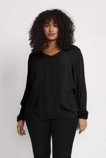 Kaffe Curve Ami Manica lunga Blusa Nero profondo - T-shirt - 
