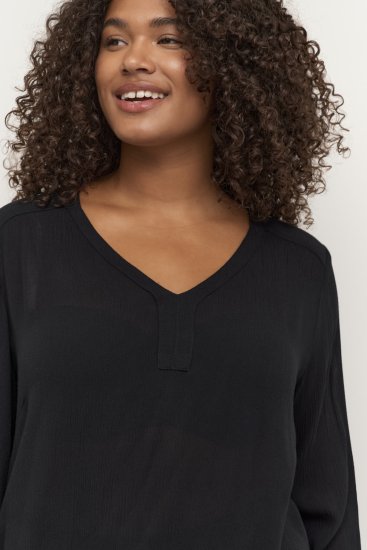 Kaffe Curve Ami Manica lunga Tunica Nero profondo - T-shirt - 