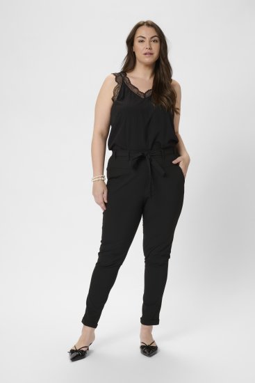 Kaffe Curve Jia Pantaloni con cintura Nero profondo - Jeans & Pantaloni Donna Taglie Comode – Plus Size - 