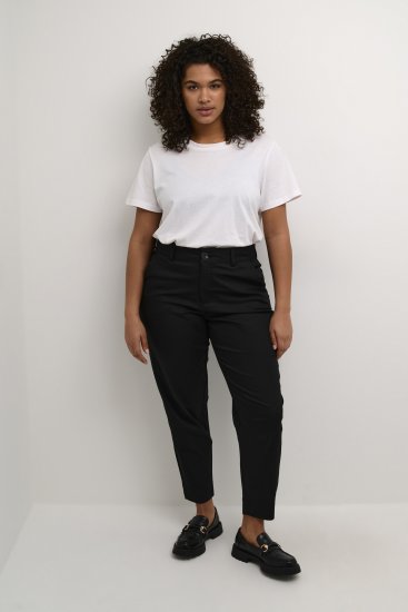 Kaffe Curve Leana Pantaloni Chino 7/8 Nero Profondo - Jeans & Pantaloni Donna Taglie Comode – Plus Size - 