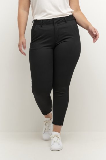 Kaffe Curve Leana Pantaloni Chino 7/8 Nero Profondo - Jeans & Pantaloni Donna Taglie Comode – Plus Size - 