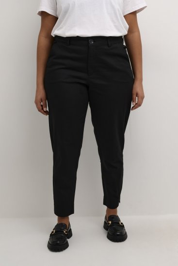 Kaffe Curve Leana Pantaloni Chino 7/8 Nero Profondo - Jeans & Pantaloni Donna Taglie Comode – Plus Size - 