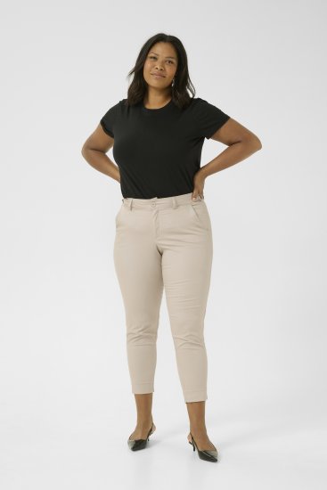 Kaffe Curve Leana Pantaloni Chino 7/8 Grigio Piuma - Jeans & Pantaloni Donna Taglie Comode – Plus Size - 
