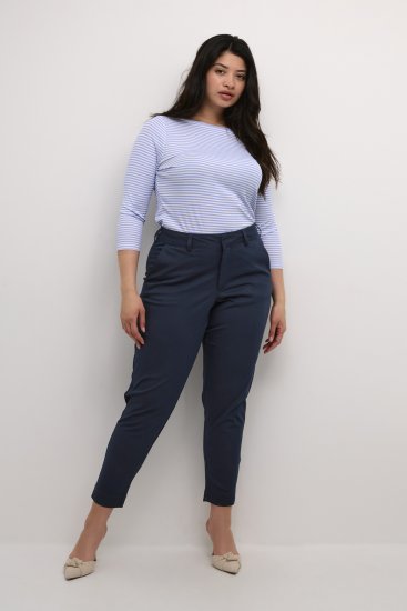 Kaffe Curve Leana Pantaloni Chino 7/8 Blu Marino Mezzanotte - Jeans & Pantaloni Donna Taglie Comode – Plus Size - 