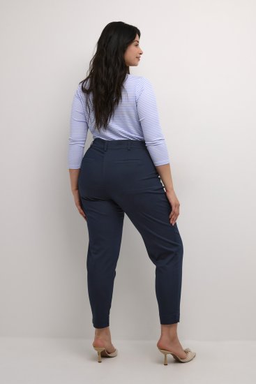 Kaffe Curve Leana Pantaloni Chino 7/8 Blu Marino Mezzanotte - Jeans & Pantaloni Donna Taglie Comode – Plus Size - 