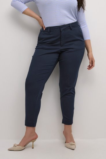 Kaffe Curve Leana Pantaloni Chino 7/8 Blu Marino Mezzanotte - Jeans & Pantaloni Donna Taglie Comode – Plus Size - 