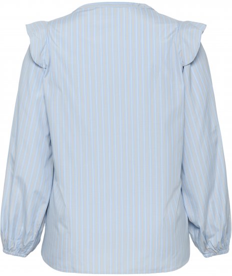 Kaffe Curve Lenia Flounce Shirt Powder Blue Stripe - Camicie - 