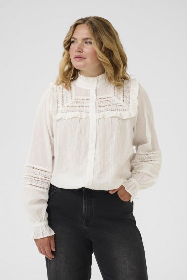 Kaffe Curve Jessa Shirt Long Sleeve White - Camicie - 