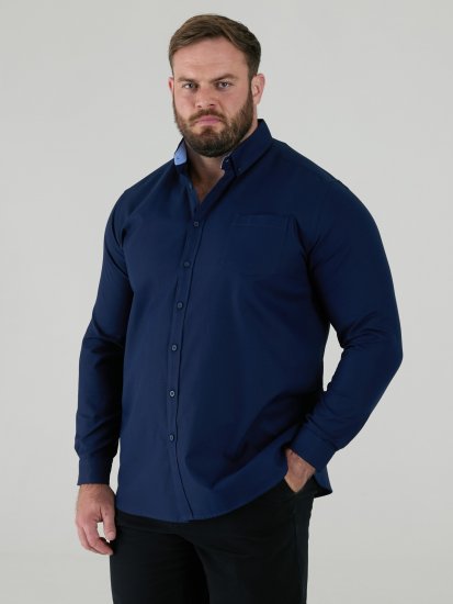 D555 Richard Camicia Oxford A Maniche Lunghe TALL Blu Navy - TALL camicie - 