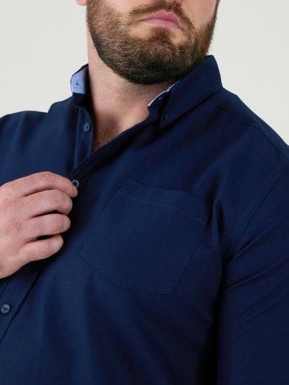 D555 Richard Camicia Oxford A Maniche Lunghe TALL Blu Navy - TALL camicie - 