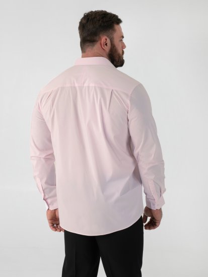 D555 Oliver Camicia Elasticizzata A Maniche Lunghe Antimacchia No Stiro Rosa - Camicie - Camicie Taglie Forti Uomo